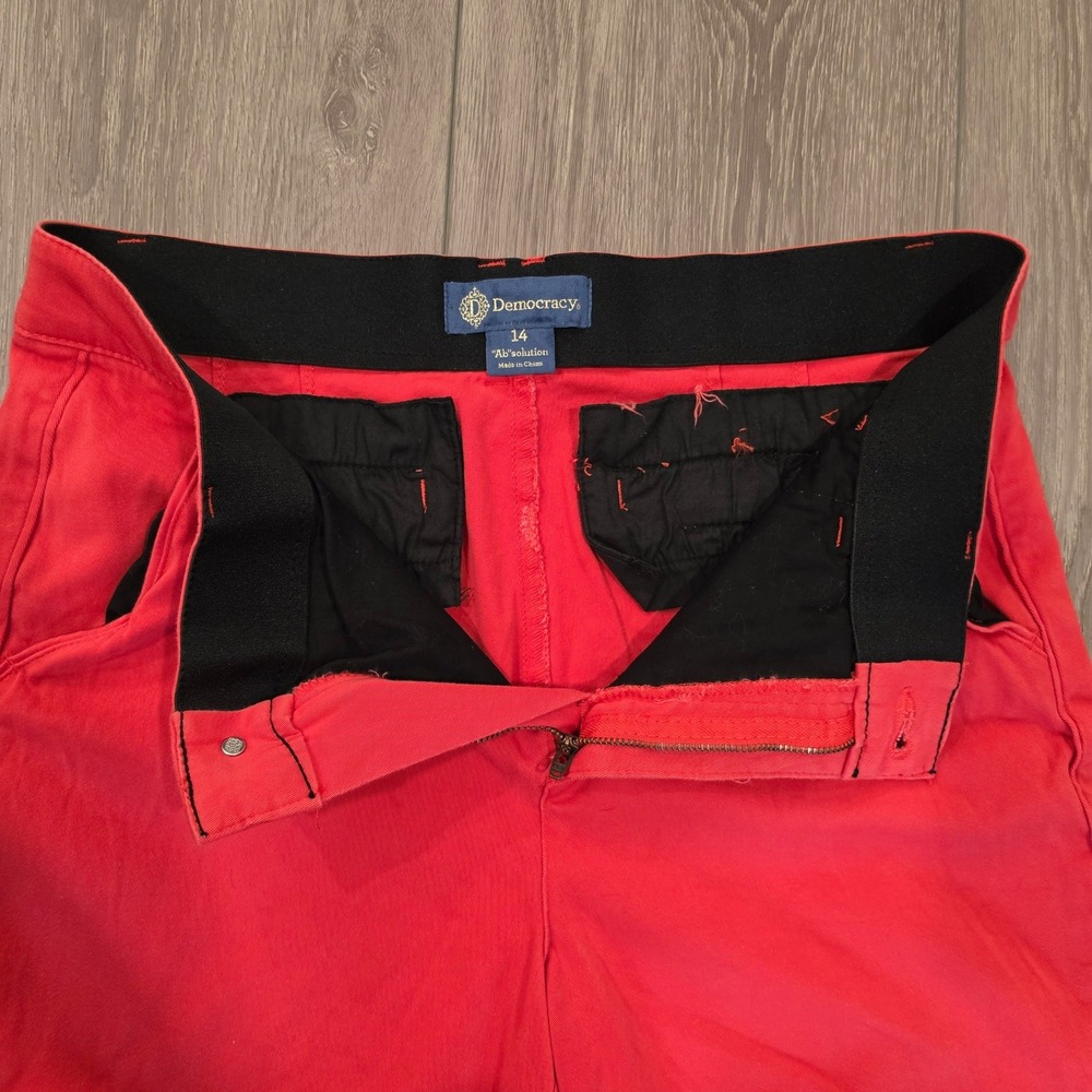 Democracy Ab solution Red Colored Pants Womens Size 14 Straight Leg Stretch - Picture 4 of 9